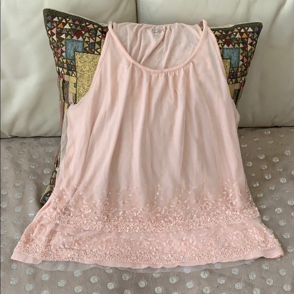 Light pinky peach beaded spaghetti tank